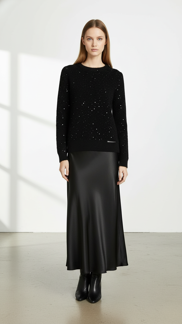 Pull lana cashmere con micro paillettes