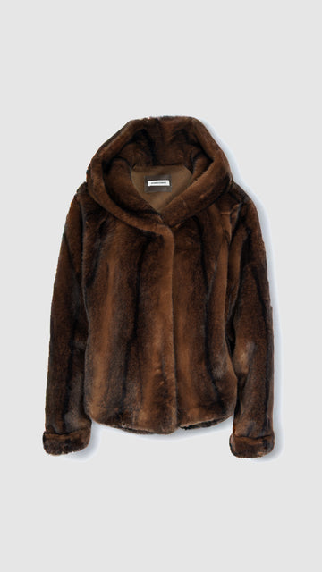 Eco fur crop with hood